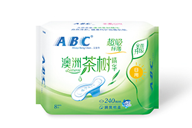 ABC亲柔立围日用纤薄网感棉柔表层卫生巾8片（含澳洲茶树精华）