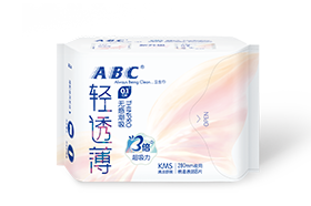 ABC夜用轻透薄棉柔表层卫生巾8片（含KMS健康配方）