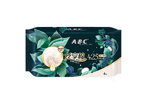 ABC丝享棉超长夜用极薄棉柔表层卫生巾4片