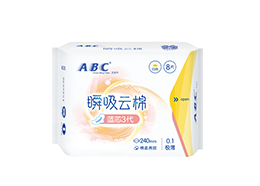 ABC日用极薄棉柔表层卫生巾(瞬吸云棉)240mm 8片（DR）